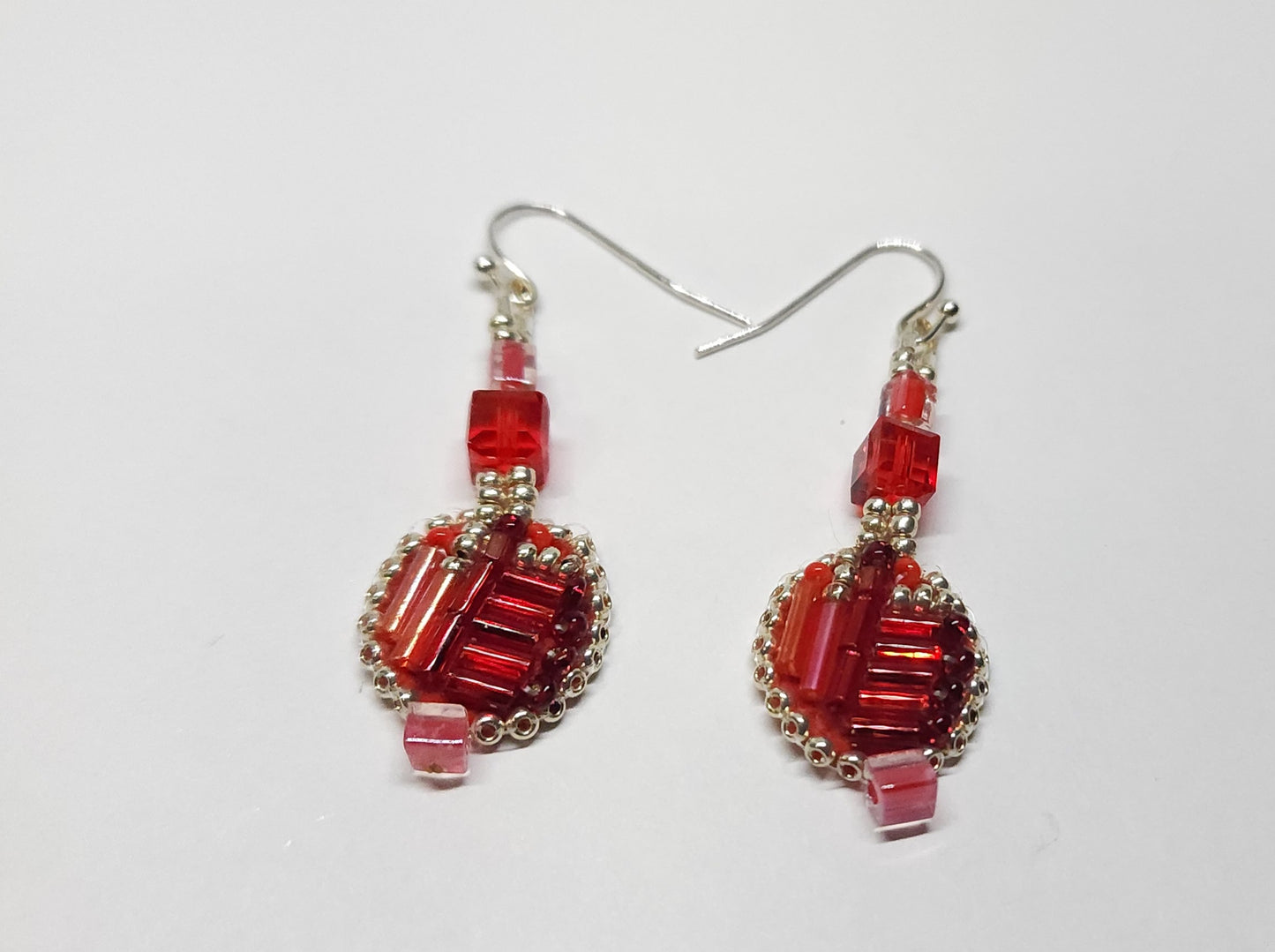 Red & Silver Dangles with nickel-free hooks