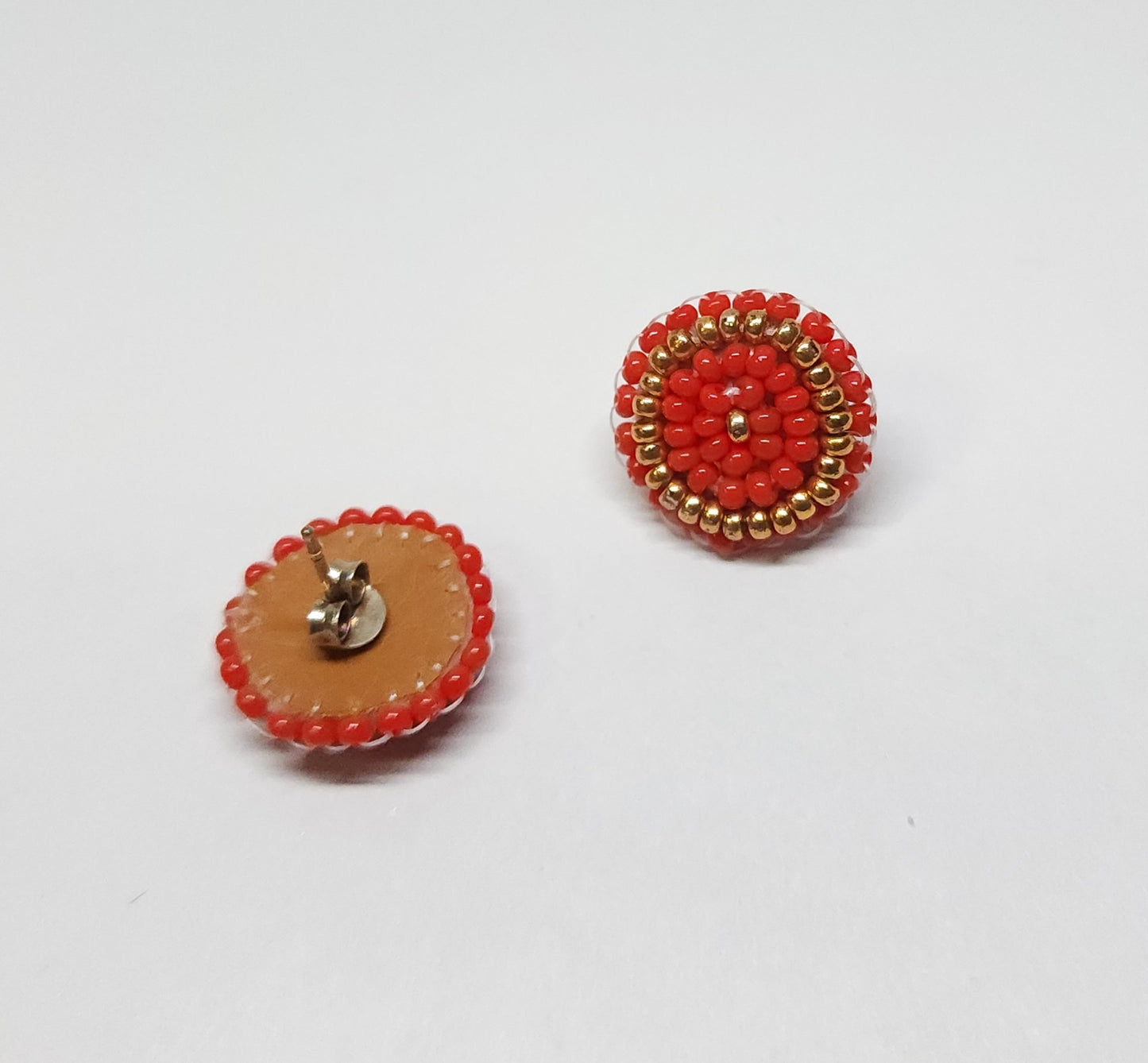 Red & Gold Love Studs with nickel-free posts