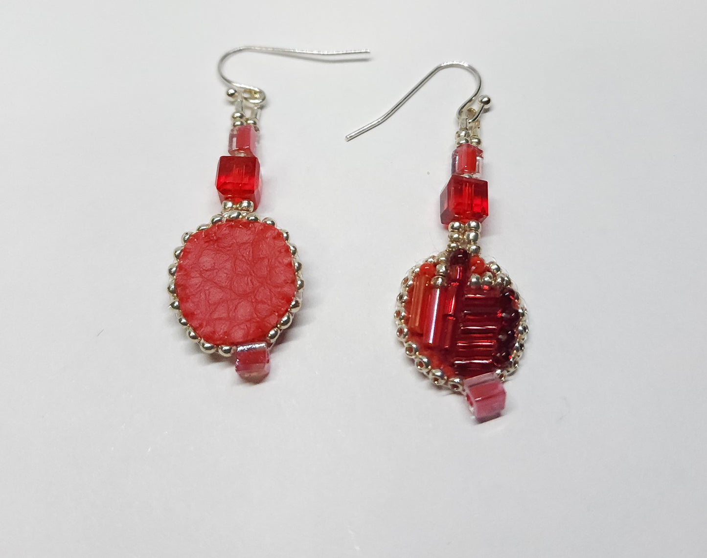 Red & Silver Dangles with nickel-free hooks