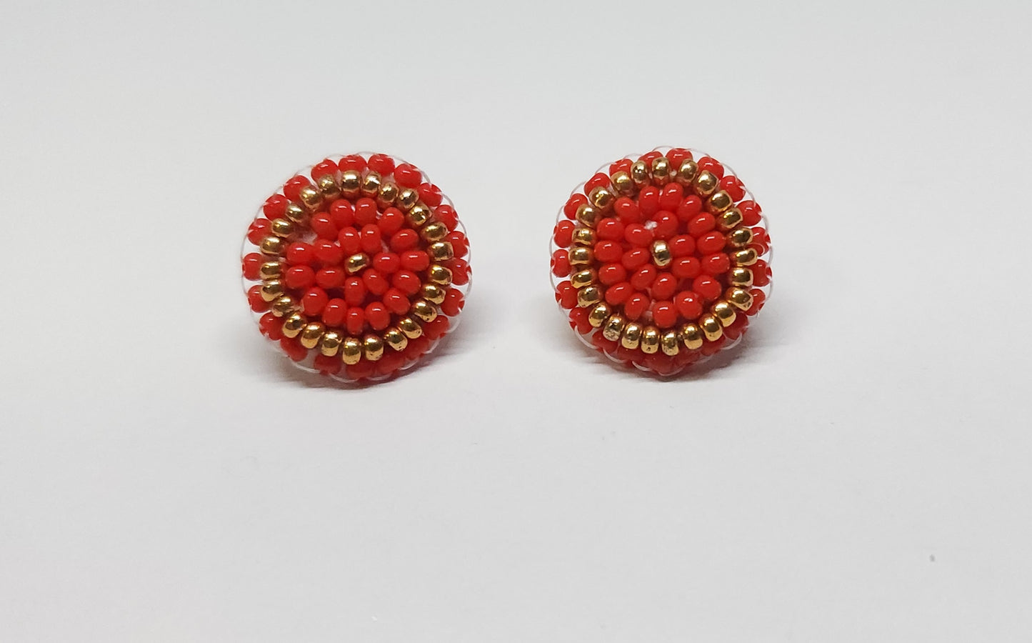 Red & Gold Love Studs with nickel-free posts