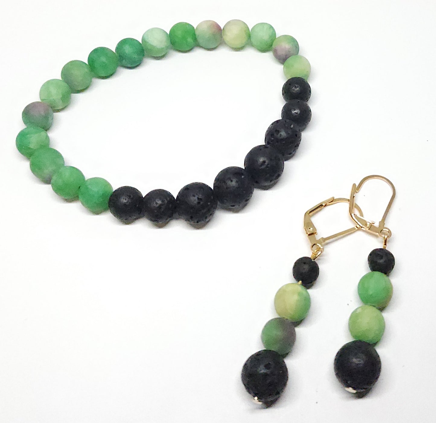 Dyed Jade Matte and Lava stone set
