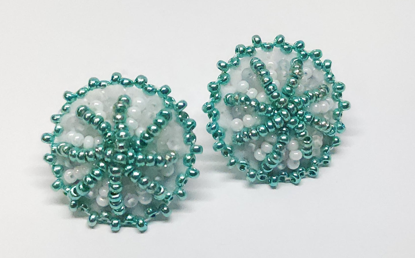 Embroidered Teal Studs