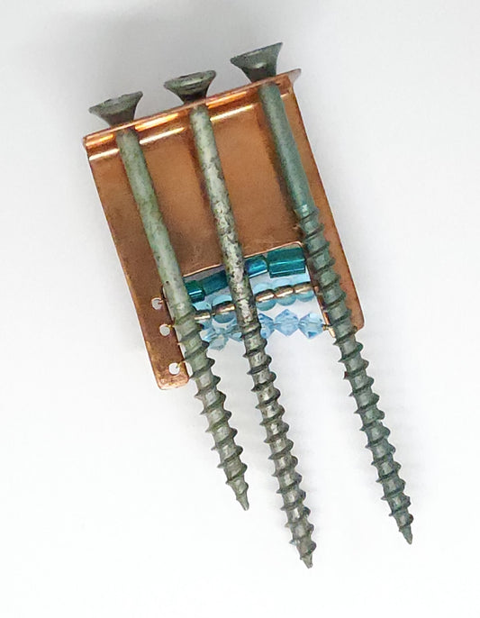 Upcycled Screws & Copper Pipe Brooch